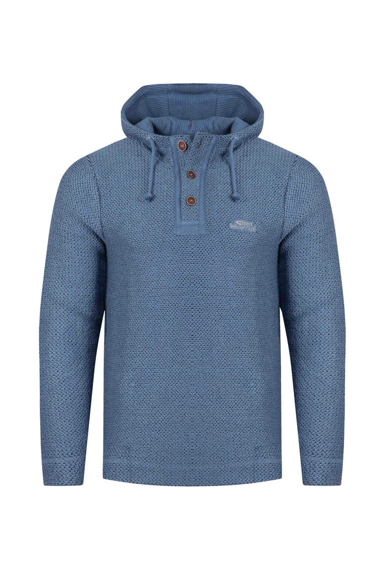 Bakersfield Button Neck Hooded Fleece, Alternate, color, Mid Blue