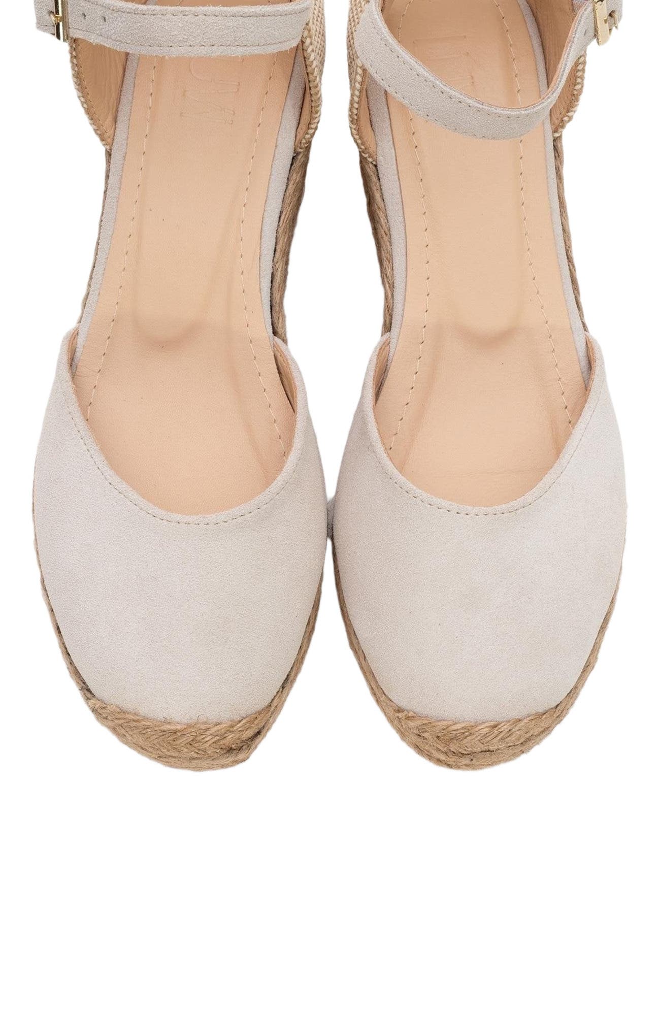 Aldea Leather Platform Espadrille, Alternate, color, Beige Suede Leather
