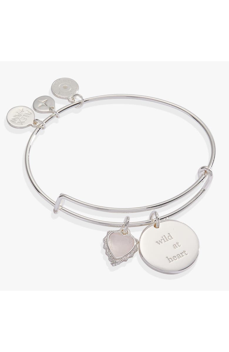 Alex and Ani Wild At Heart Duo Charm Bangle Bracelet, Main, color, Silver
