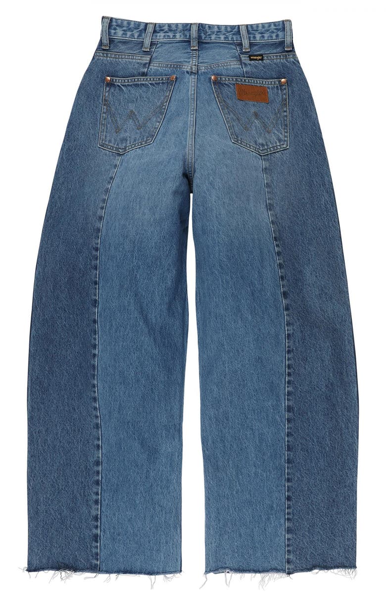 Wrangler Cowboy Frayed High Waist Barrel Jeans, Alternate, color, Together Again
