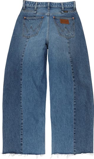 Cowboy Frayed High Waist Barrel Jeans