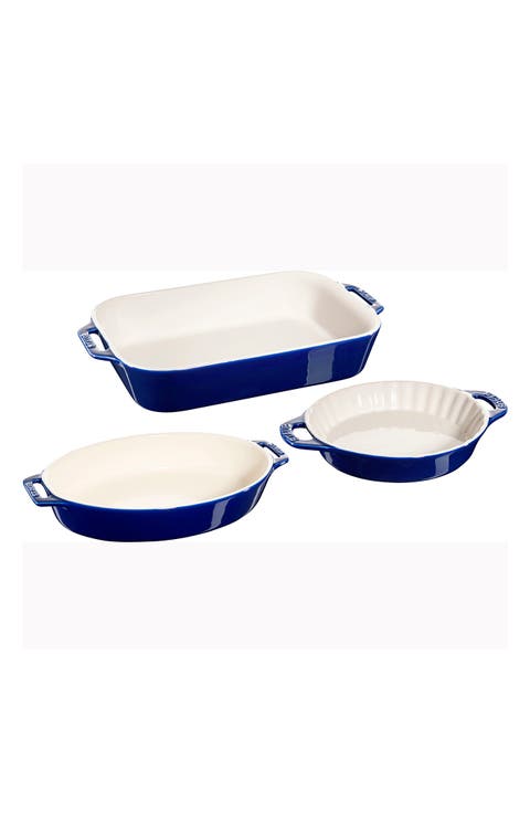 3-Piece Ceramic Rectangular Baking Dishes