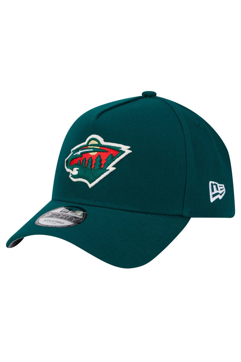 Men's New Era  Green Minnesota Wild Core A-Frame 9FORTY Adjustable Hat, Main, color, Green