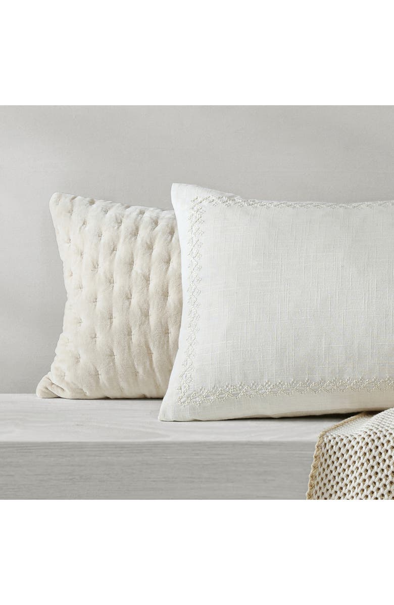 DKNY Pure Velveteen Accent Pillow, Alternate, color, Cream