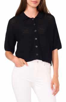 Halogen® Cotton Short Sleeve Cardigan