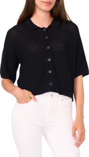 Halogen® Cotton Short Sleeve Cardigan