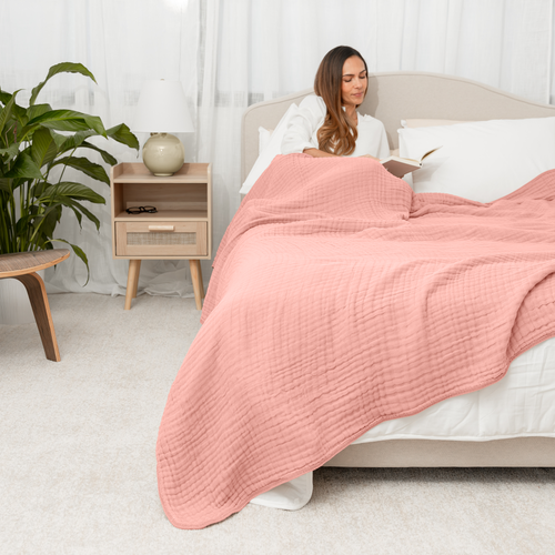 Comfy Cubs Adult Muslin Blanket In Pink