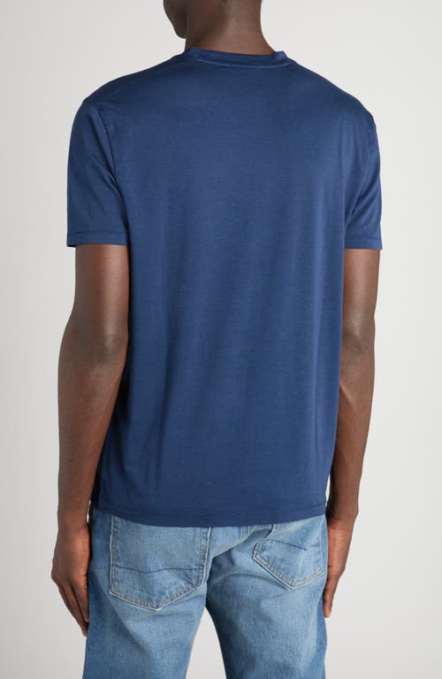 Tom Ford T-shirt With Round Neck And Short Sleeves In Denim Blue