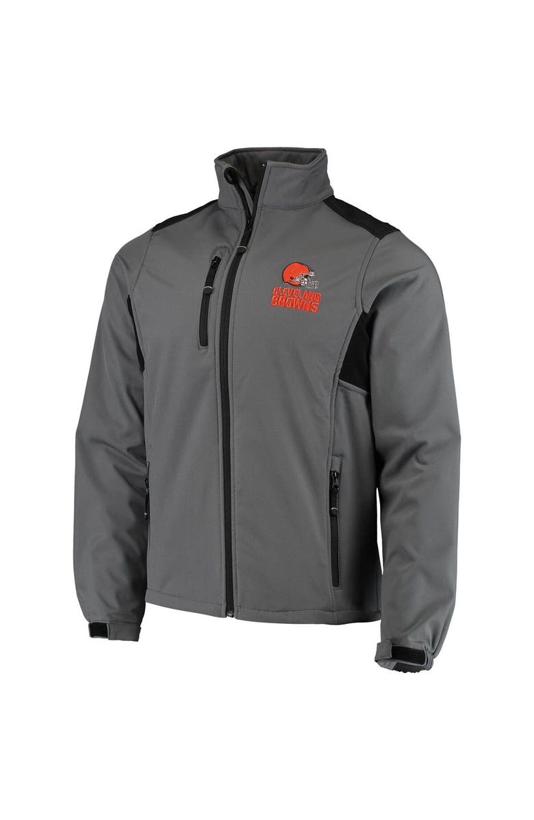 DUNBROOKE Men's Dunbrooke Charcoal Cleveland Browns Circle Softshell Fleece Full-Zip Jacket, Alternate, color, Charcoal