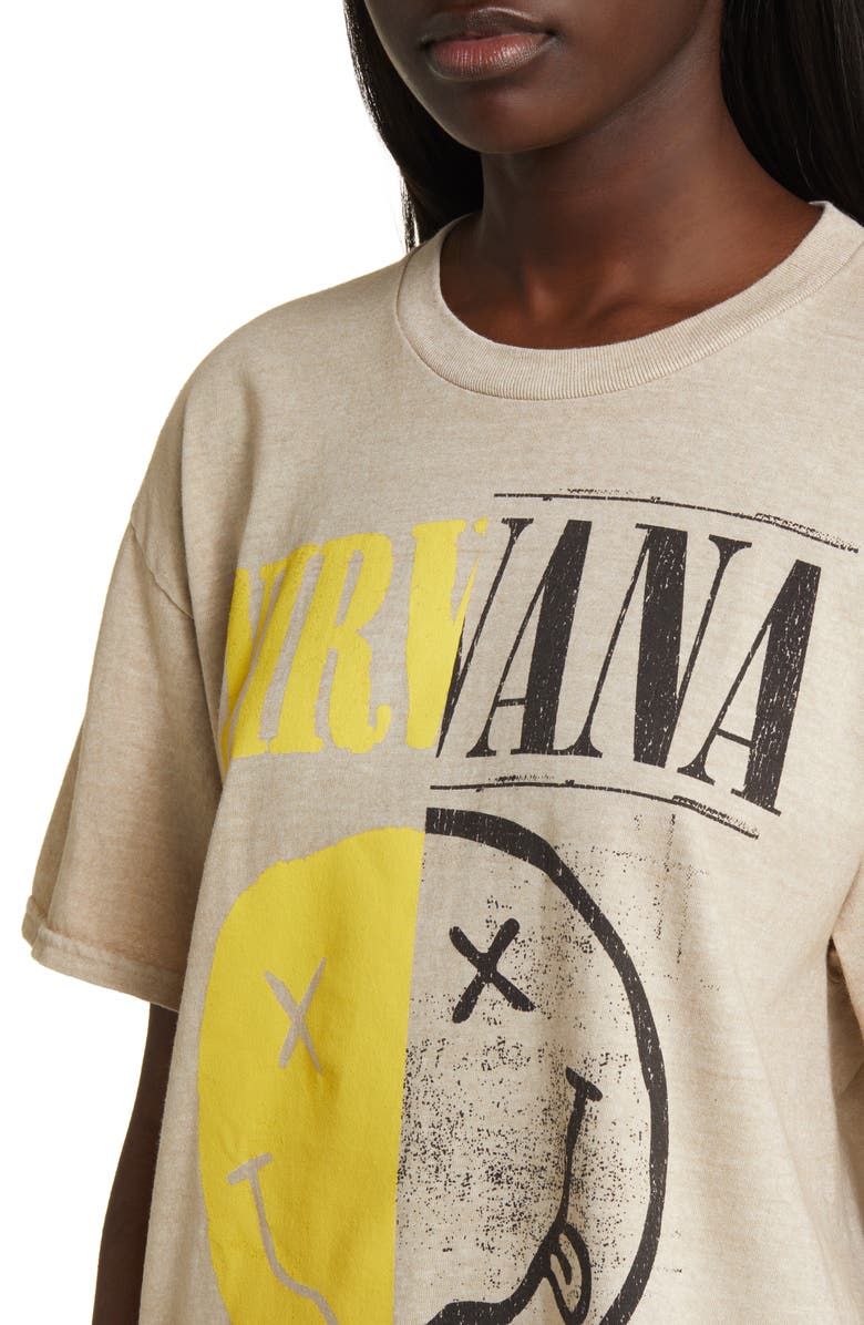 Merch Traffic Nirvana Split Smiley Graphic T-Shirt, Alternate, color, 