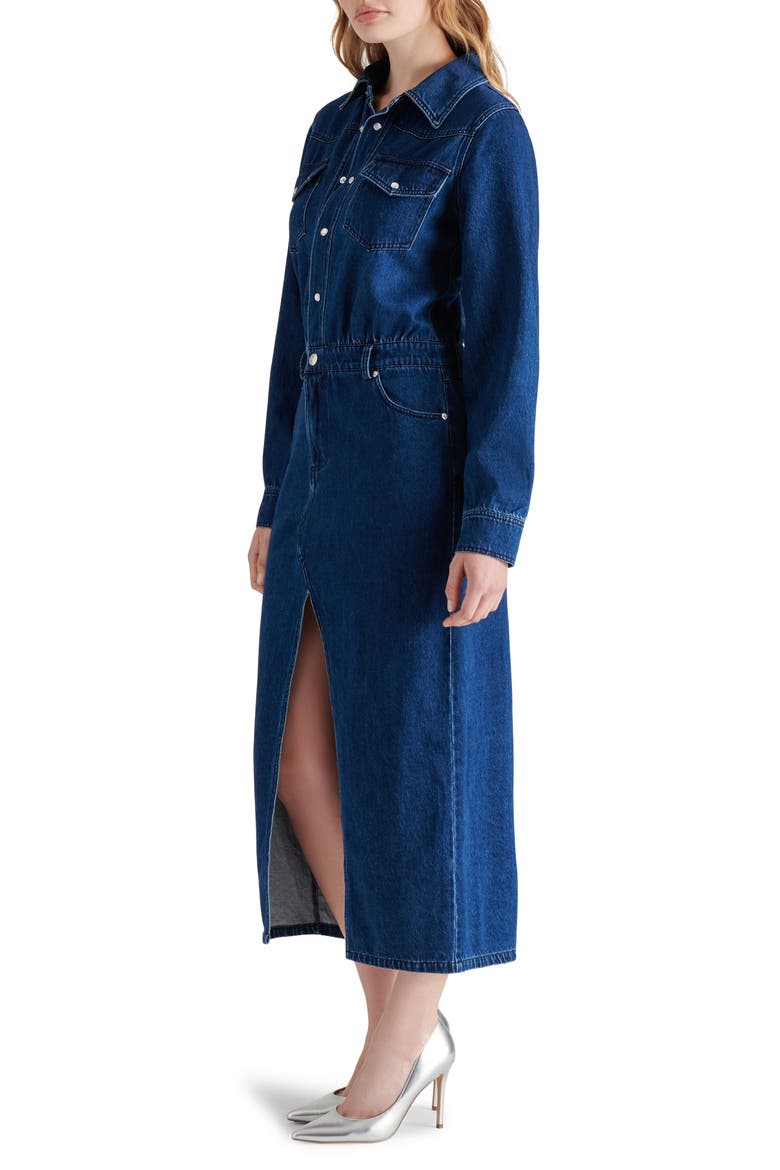 Dakoda Long Sleeve Denim Maxi Shirtdress, Alternate, color, BLUE DENIM