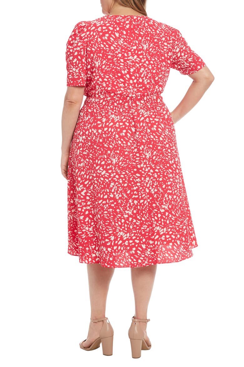 Elbow Length Sleeve Midi Dress, Alternate, color, ROSE RED