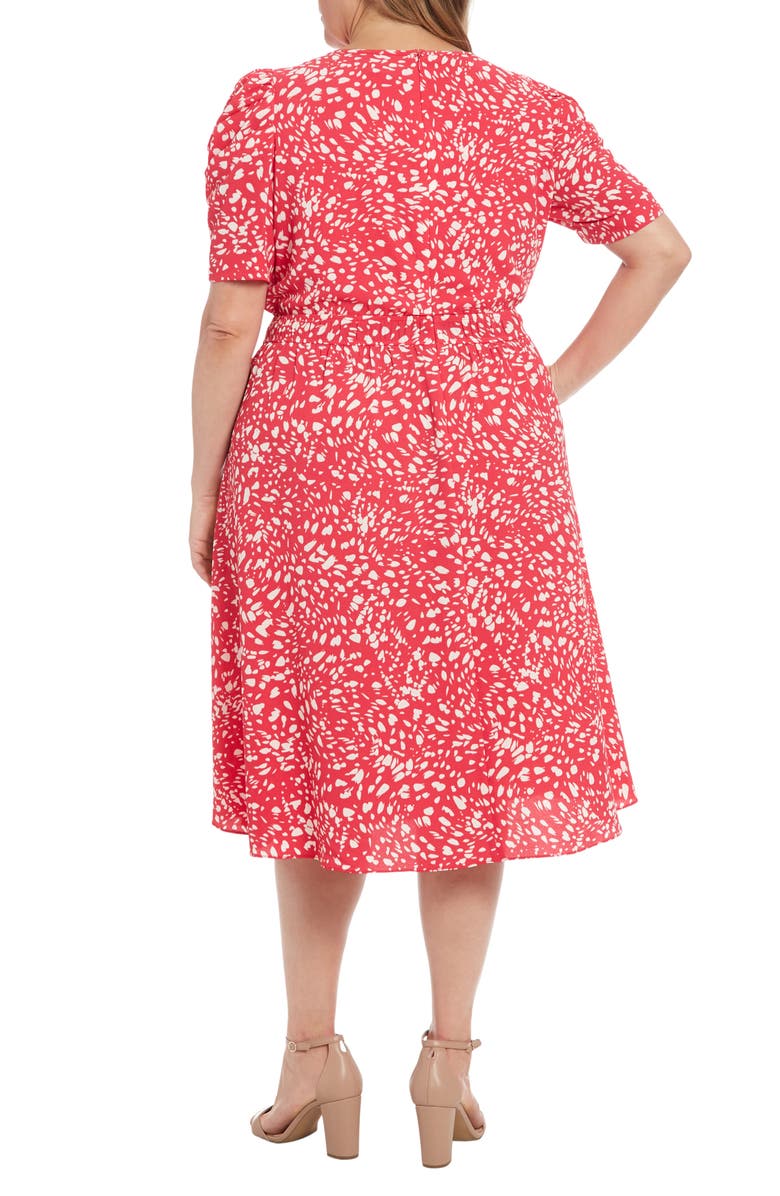 London Times Elbow Length Sleeve Midi Dress, Alternate, color, Rose Red
