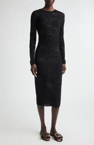 Etro Paisley Intarsia Long Sleeve Midi Sweater Dress
