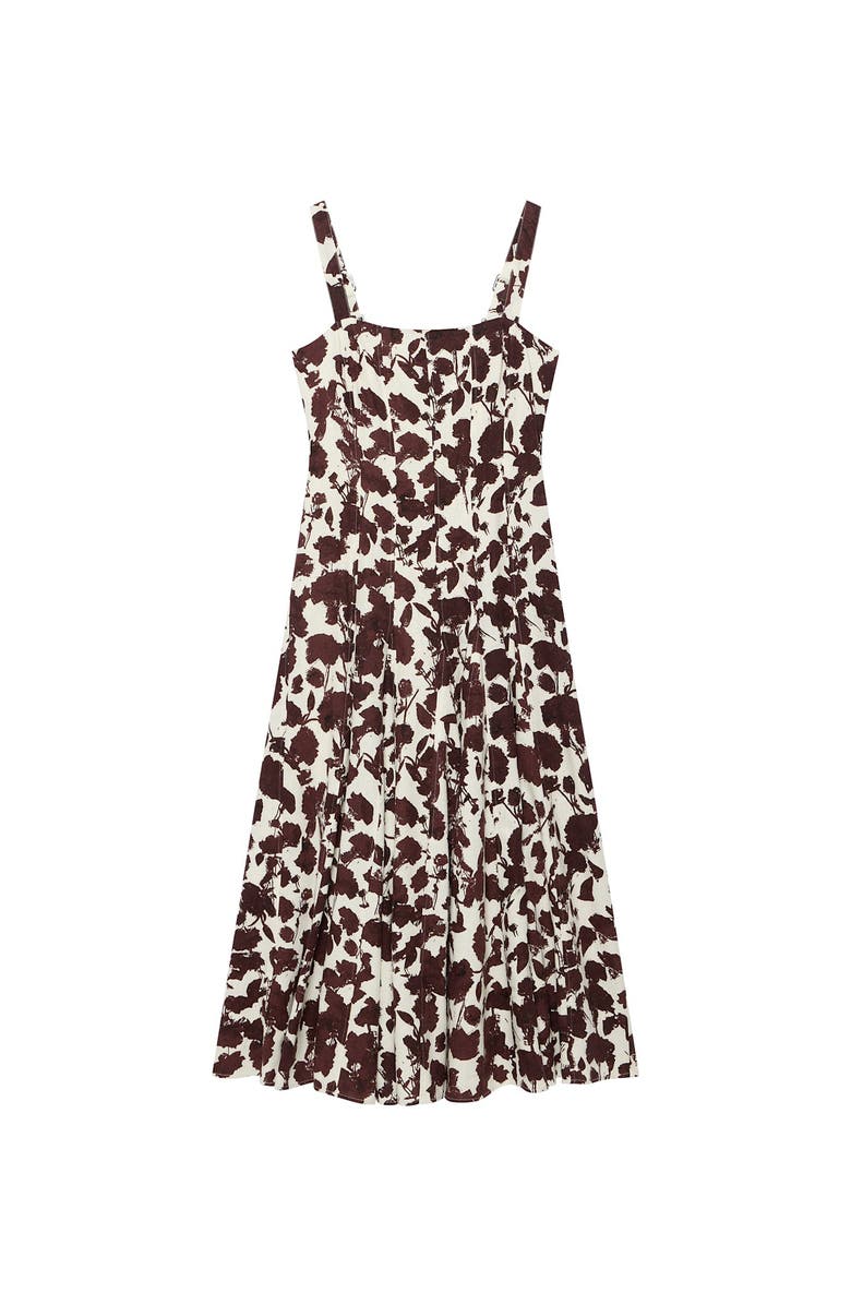 MINT VELVET Linen Blend Printed Midi Dress, Alternate, color, Brown