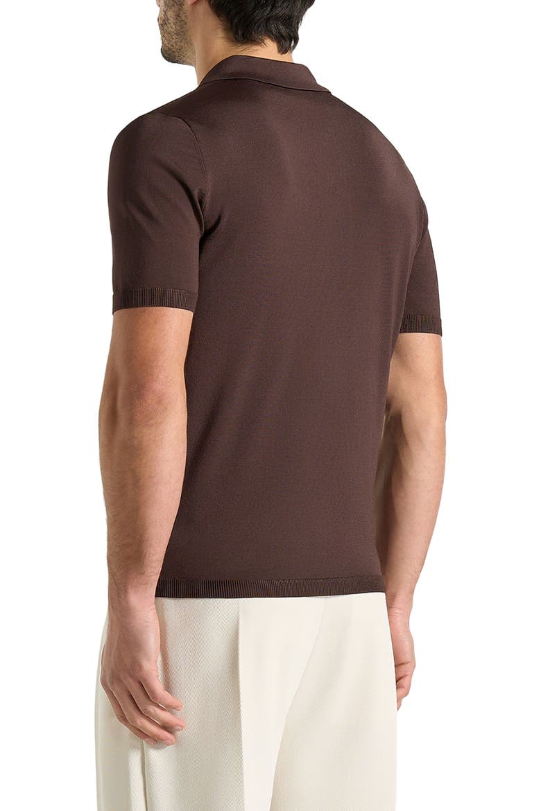 Bryn Luxe Knitted Polo Top, Alternate, color, Brown