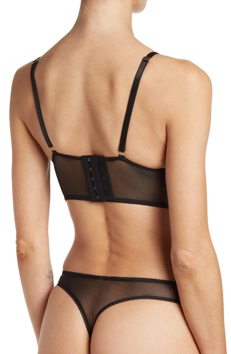 DAISY FUENTES Velvet Lace Underwire Longline Bra & Thong 2-Piece Set, Alternate, color, 