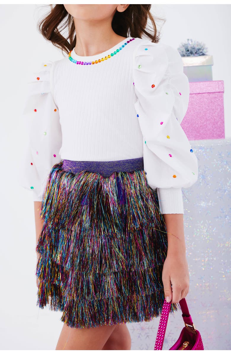 Lola + The Boys Shimmer Tinsel Party Skirt, Alternate, color, 