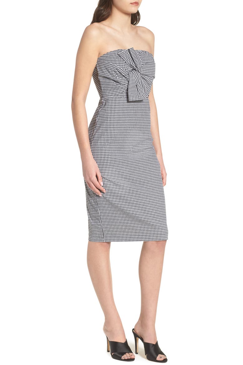Strapless Gingham Dress, Alternate, color, BLACK GINGHAM STRIPE