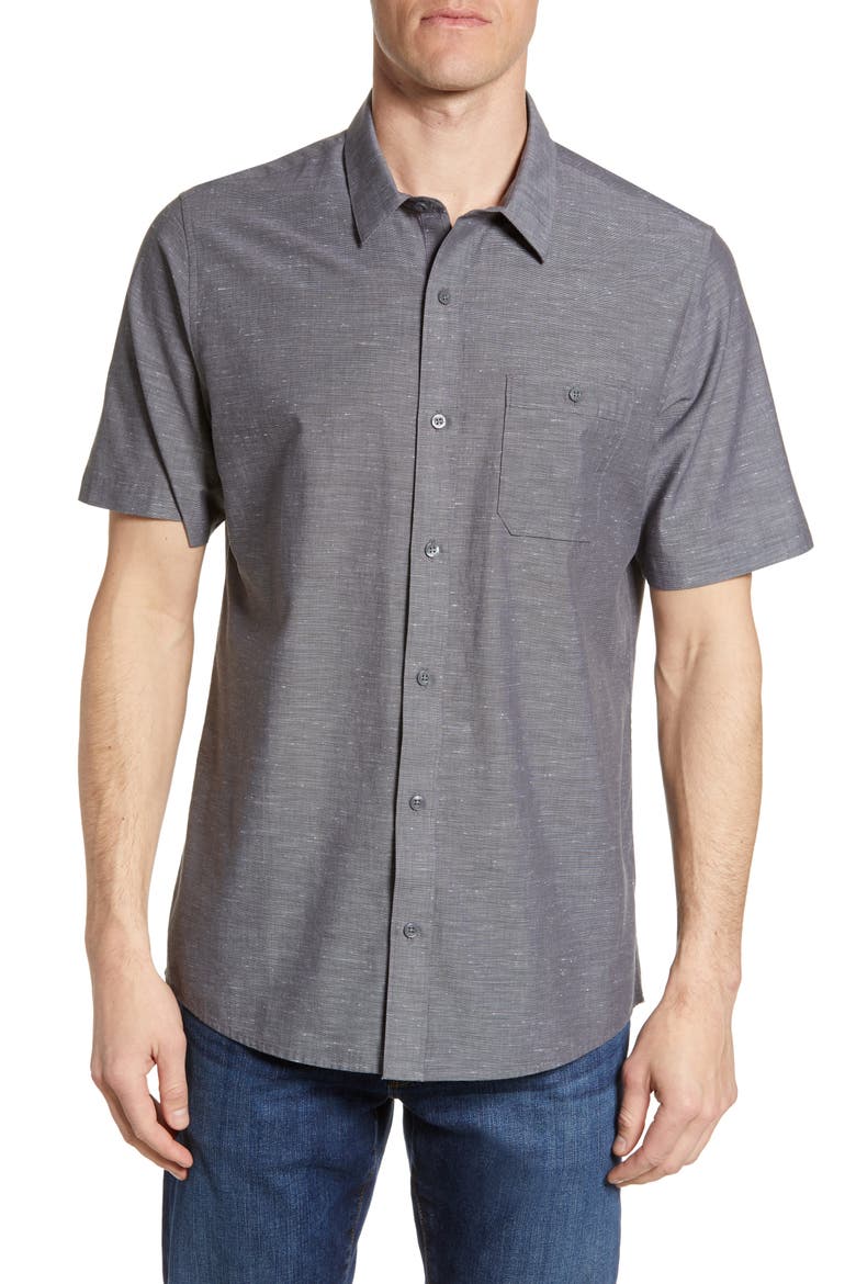 Studebaker Regular Fit Short Sleeve Shirt, Main, color, GREY PINSTRIPE