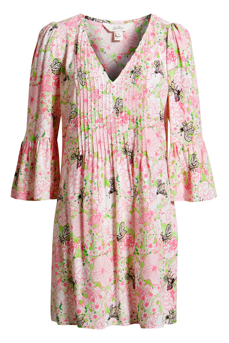 Danika Floral Print Tunic Dress, Alternate, color, PISTACHIO MACARON BEES KNEES
