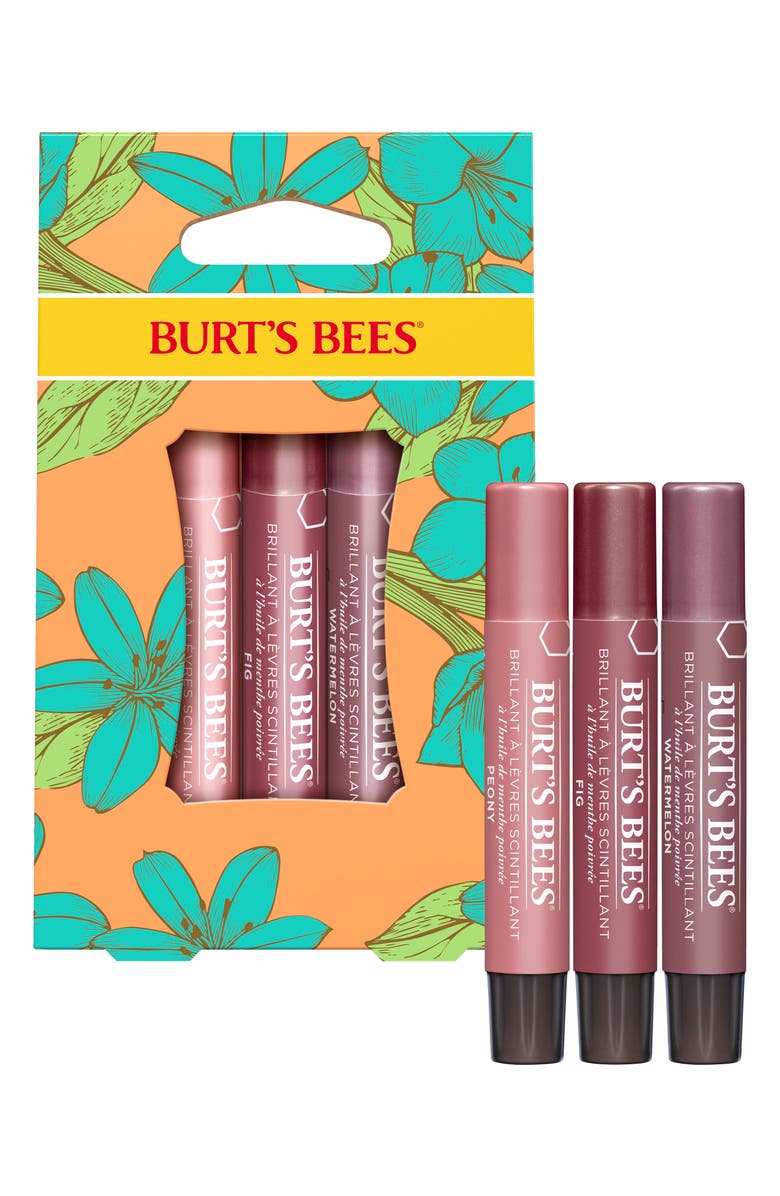 Burt's Bees Kissable Color Spring Gift Set - Petal Kisses - 3 Lip Shimmers, Main, color,