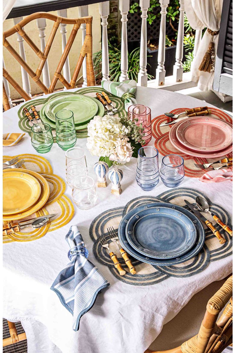 Set of 4 Scallop Stripe Placemats, Alternate, color, CORAL