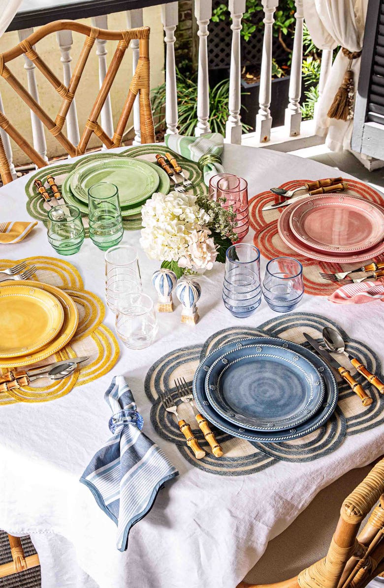 Juliska Set of 4 Scallop Stripe Placemats, Alternate, color, Coral
