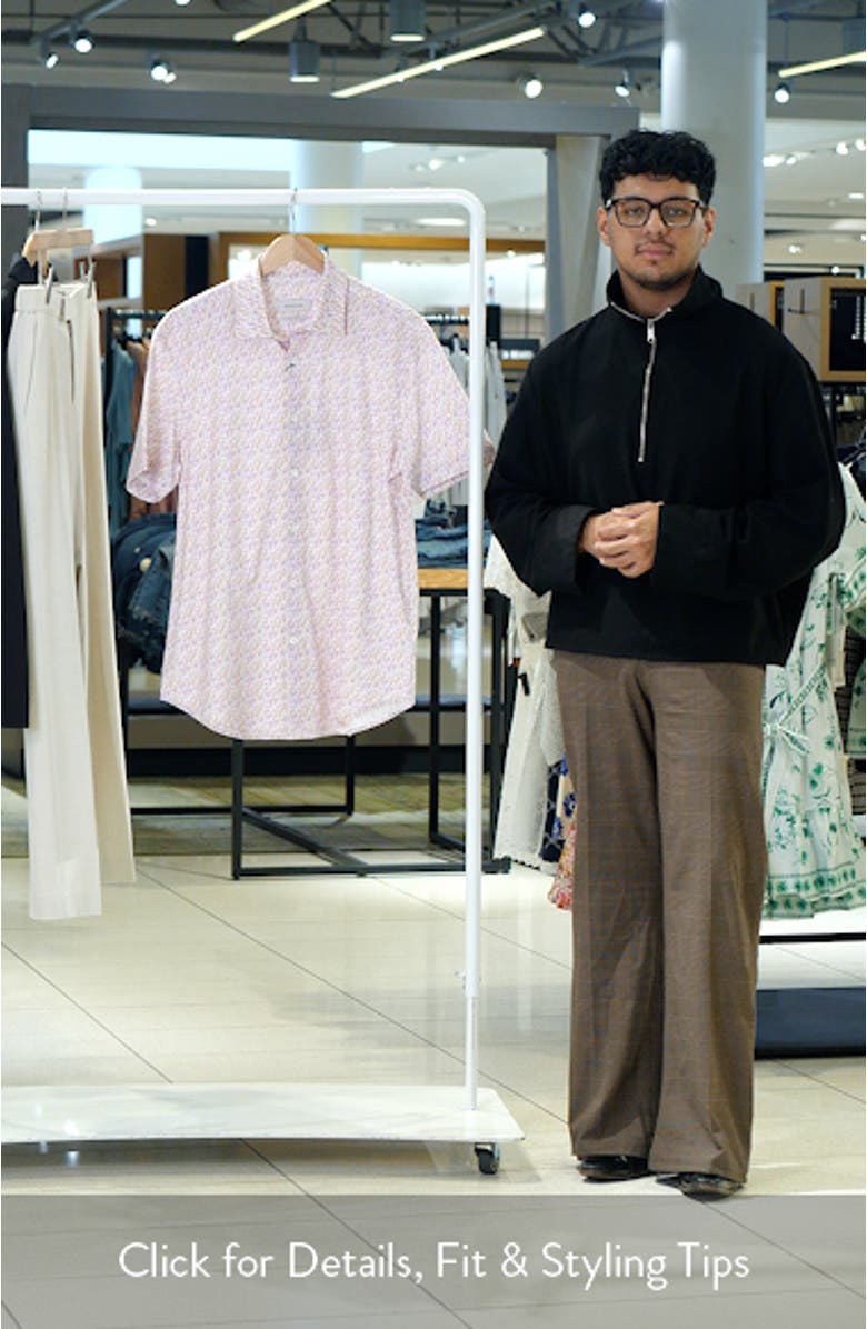 Miles OoohCotton<sup>®</sup> Watercolor Wine Print Short Sleeve Button-Up Shirt, sales video thumbnail