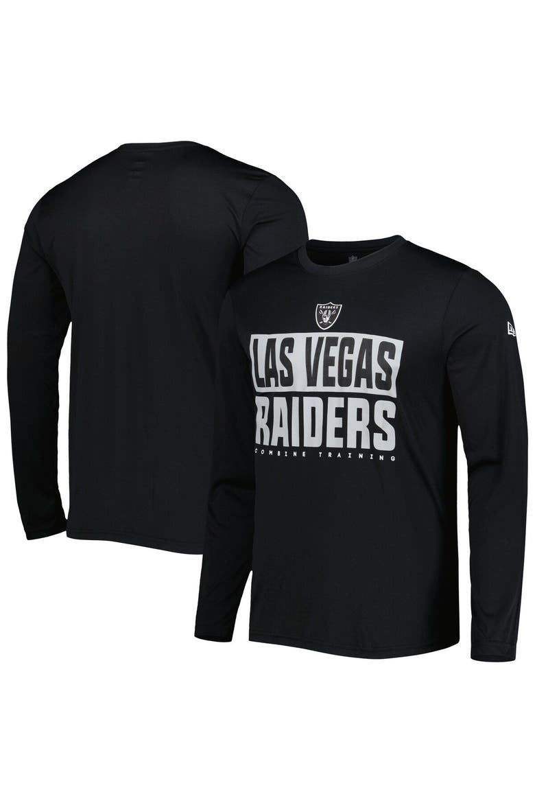 Men's New Era Black Las Vegas Raiders Combine Authentic Offsides Long Sleeve T-Shirt, Main, color, Black