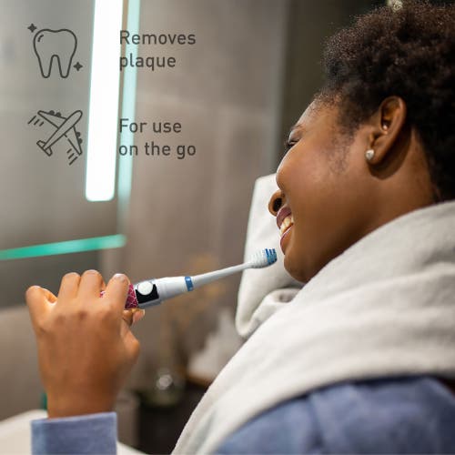 Pursonic Black & Pink Portable Sonic Toothbrush Bundle In Multi