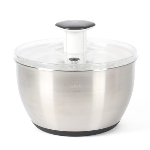 Aero 6.3 Qt Stainless Steel Salad Spinner with Strainer and Storage Lid