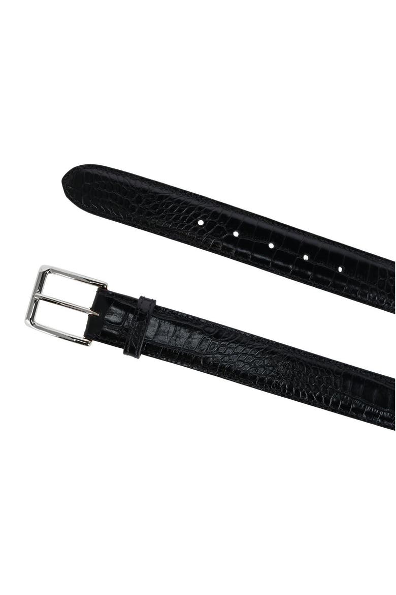Chance Mock Mini-African Alligator Embossed Italian Leather Belt, Alternate, color, Black