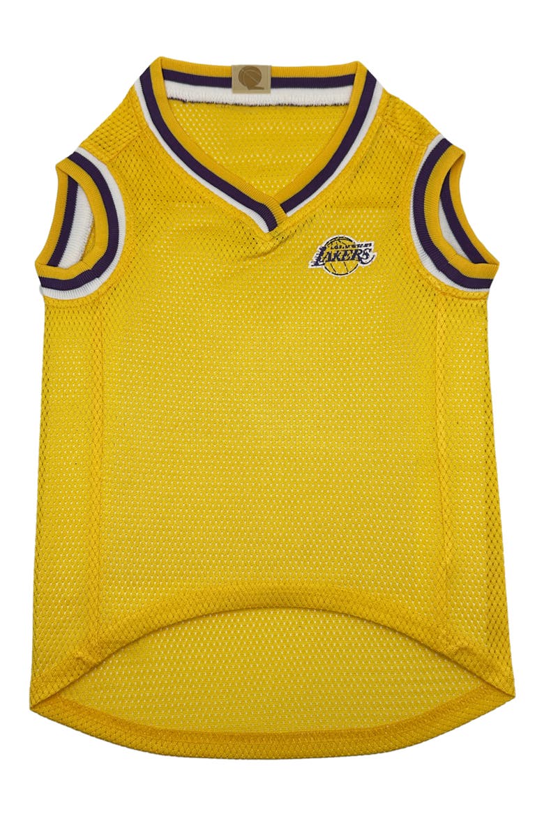 LA Lakers Basketball Mesh Dog Jersey, Alternate, color, YELLOW