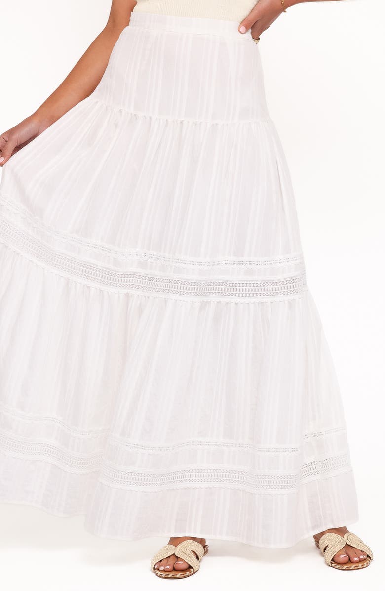 Petal & Pup Peony Maxi Skirt, Alternate, color, White