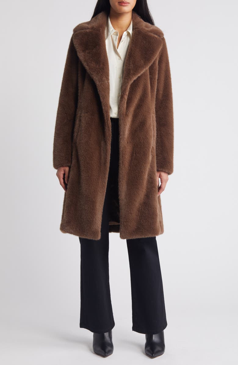 Via Spiga Reefer Longline Faux Fur Coat, Alternate, color, 
