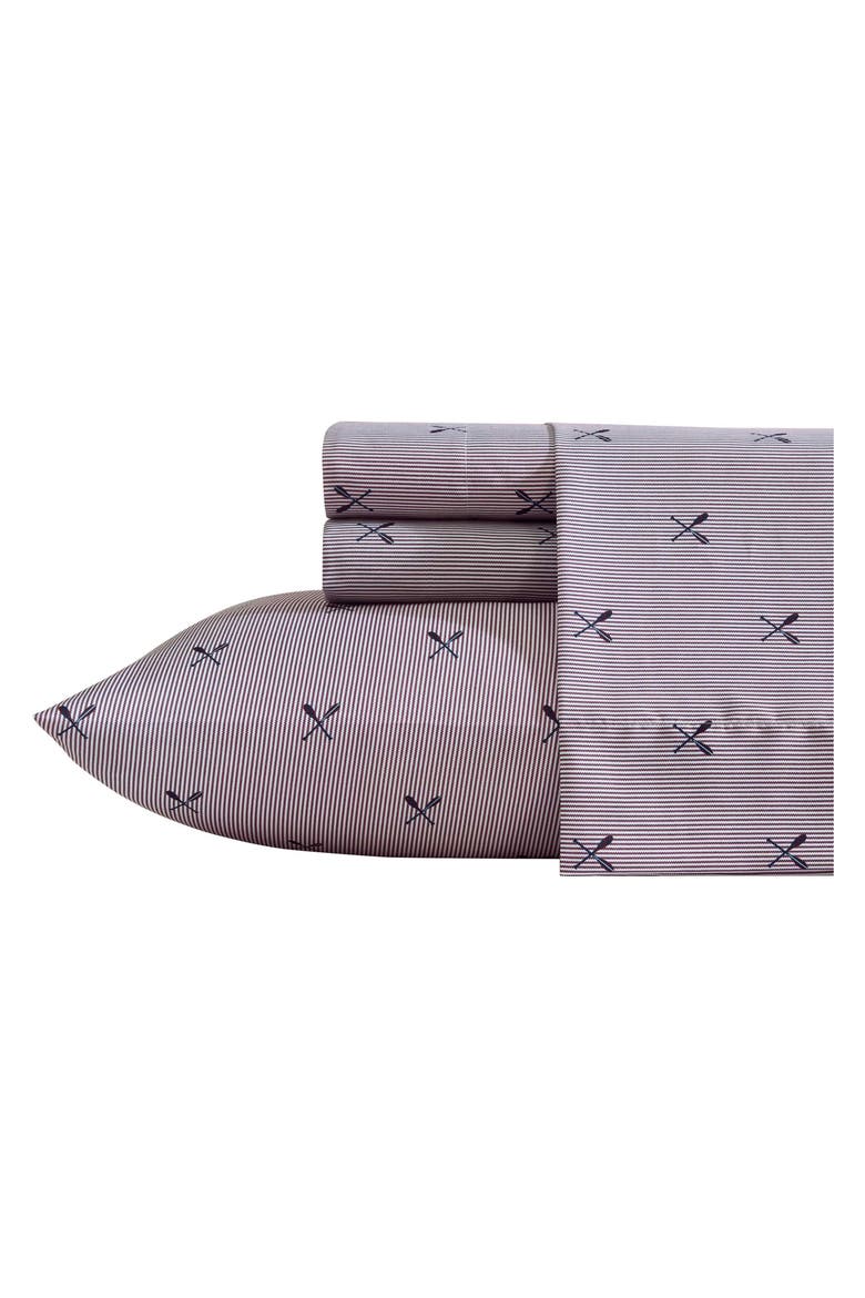 Heritage Plaid Microfiber Sheet Set, Main, color, DARK BLUE COXWAIN STRIPE