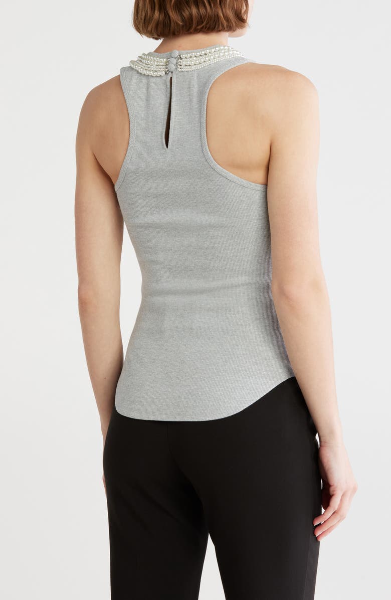 Cinq à Sept Lizzie Faux Pearl Chain Embellished Rib Tank, Alternate, color, 