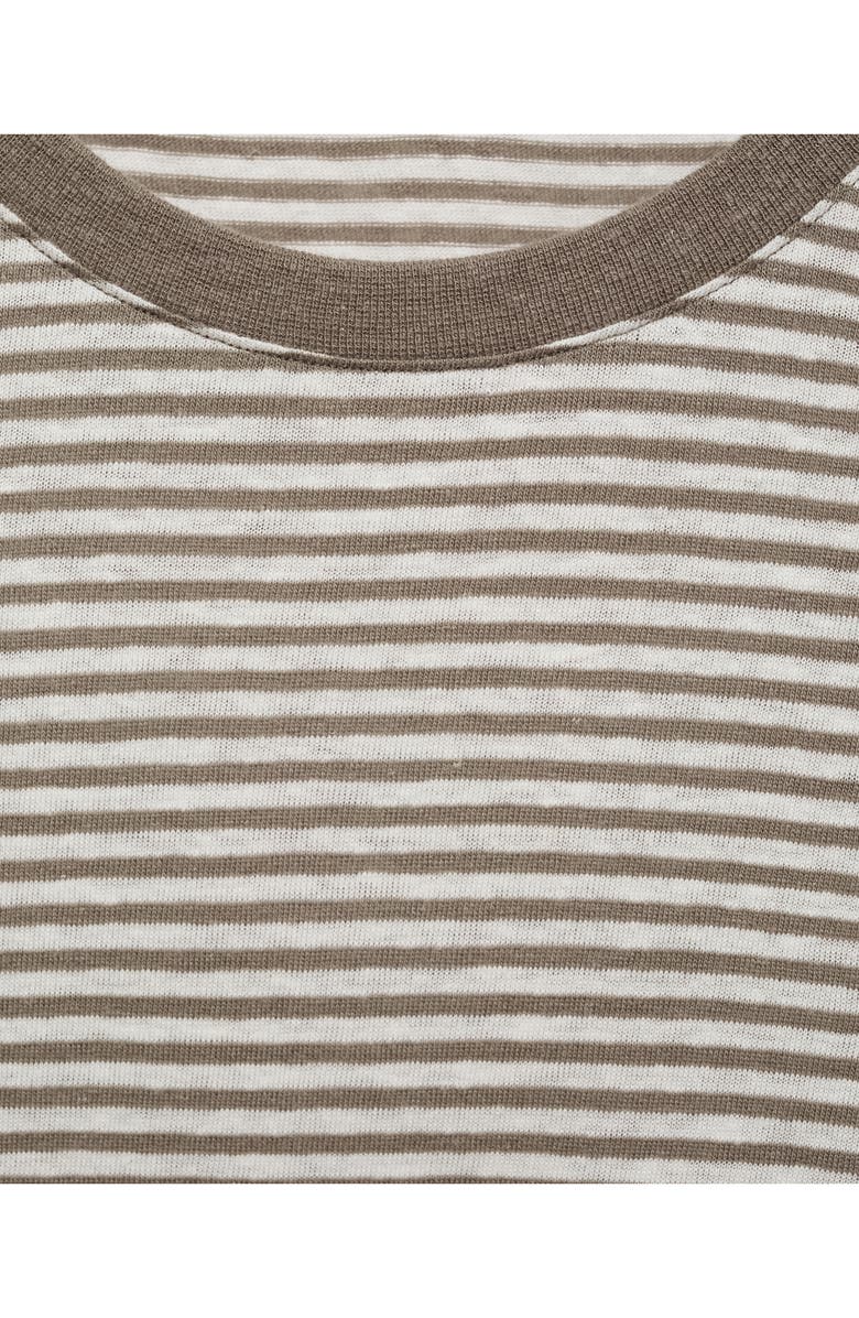 MANGO Slim Fit Stripe Linen Blend T-Shirt, Alternate, color, Off White