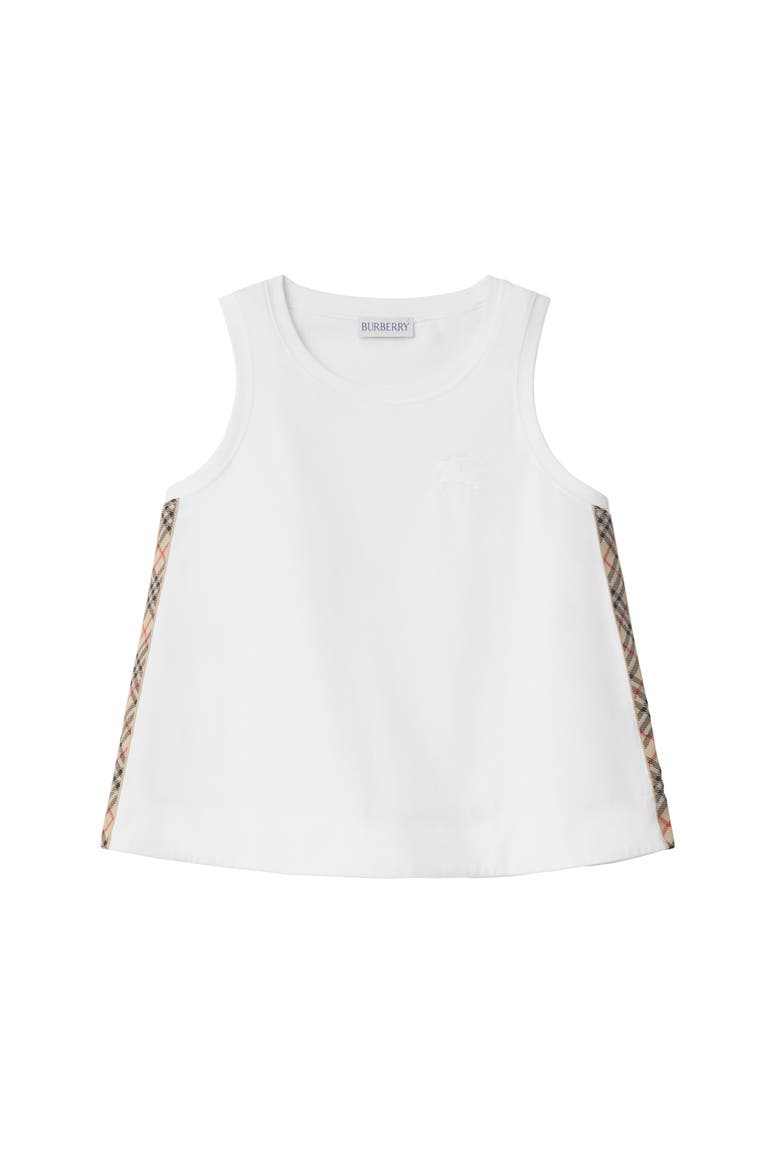 Check Trim Cotton Top, Main, color, White