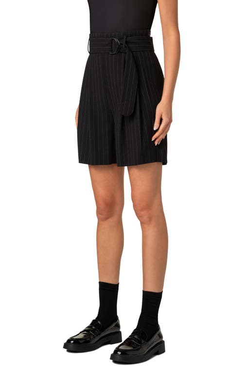 Akris Punto Fiorellina Pinstripe Belted Bermuda Shorts In Black