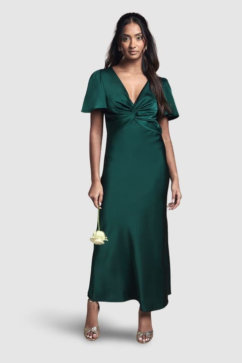 Satin Midi Bridesmaid Dress