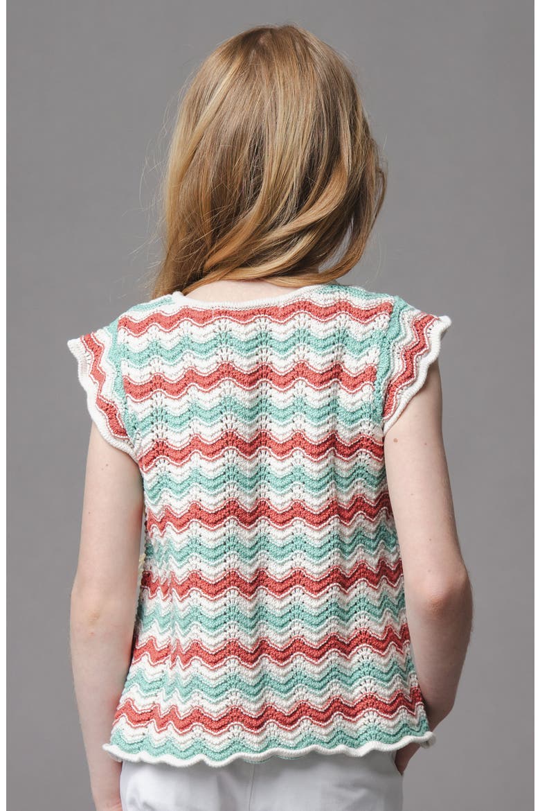 Kids' Organic Flutter Sleeve Sweater Top, Alternate, color, Tidal Wiggle