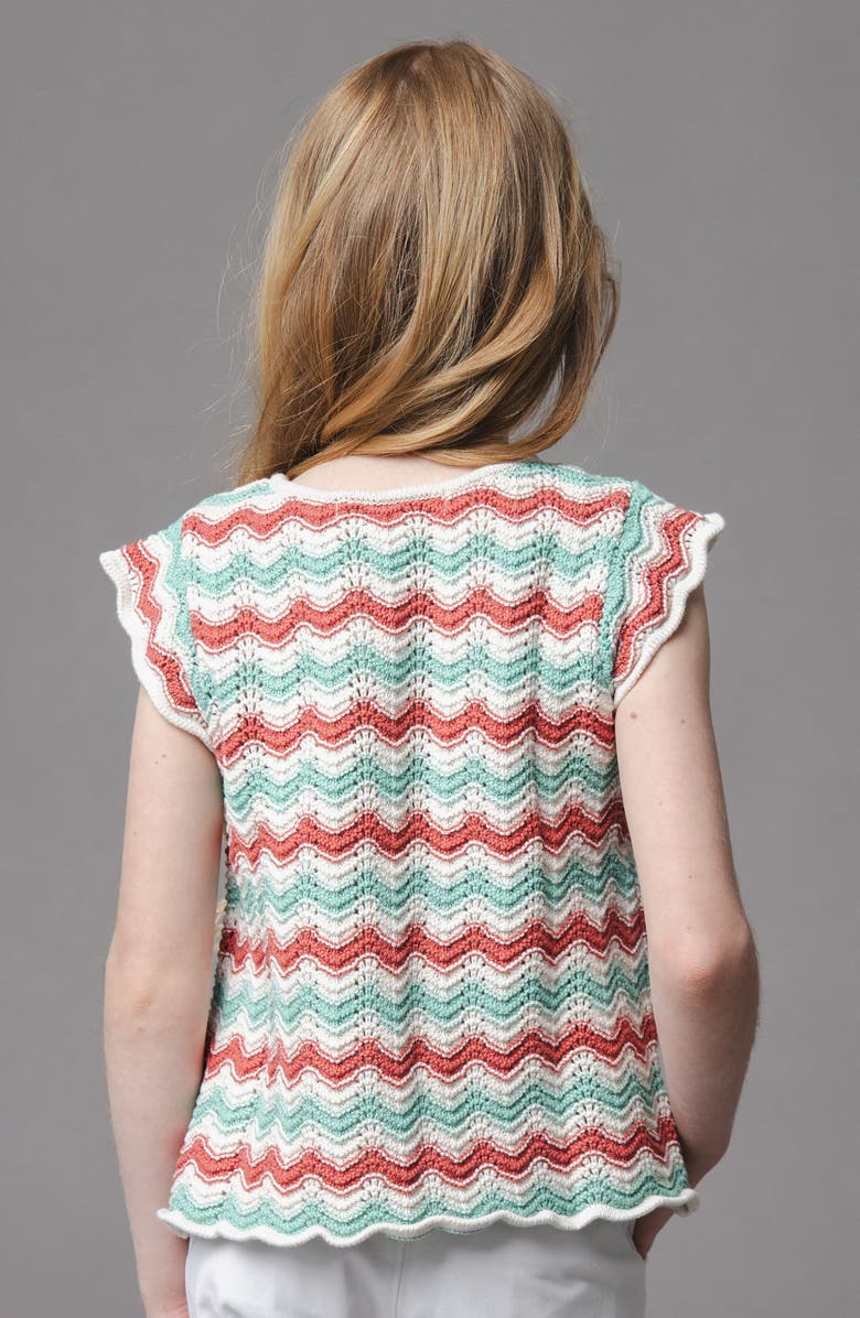 Hope & Henry Kids' Organic Flutter Sleeve Sweater Top, Alternate, color, Tidal Wiggle