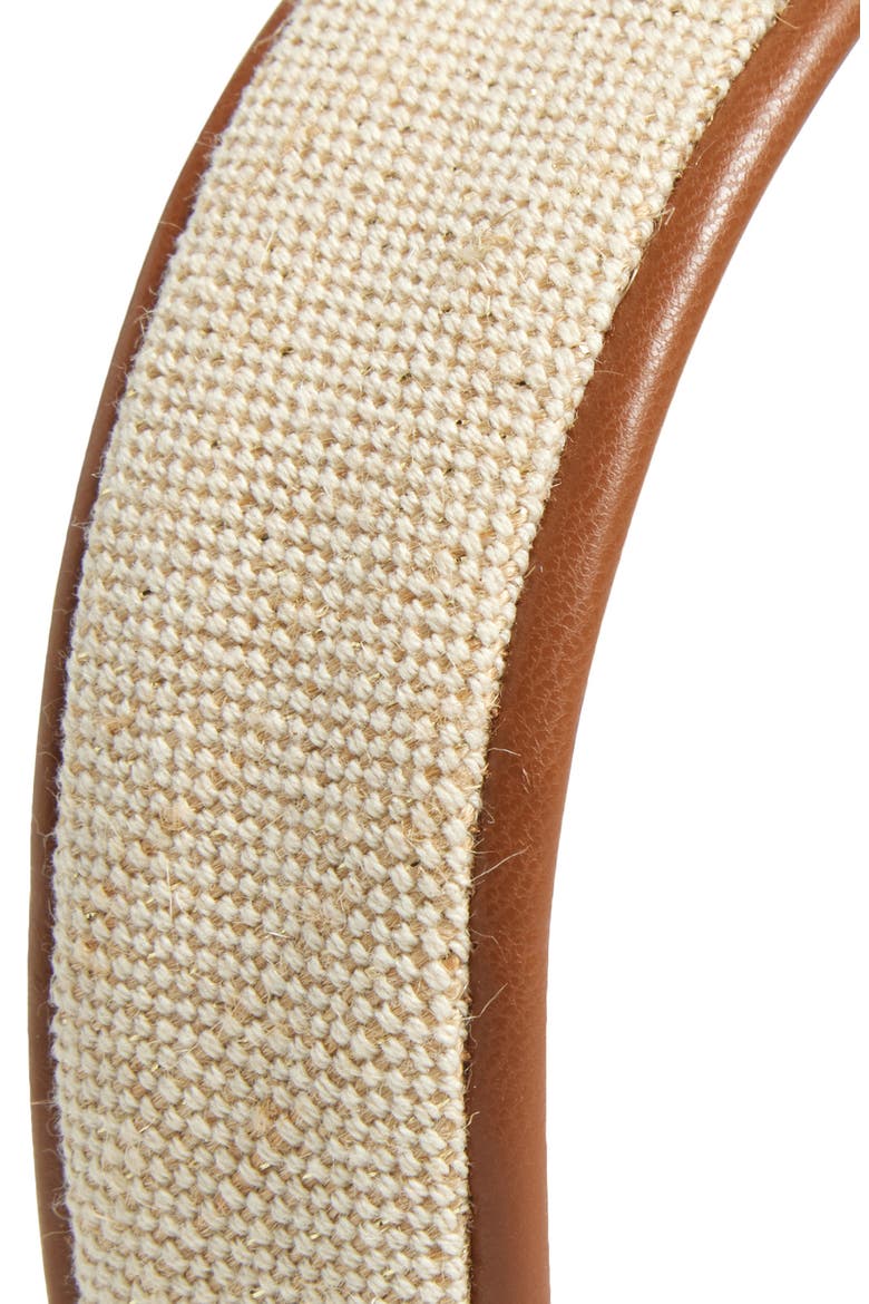 Faux Leather Trim Headband, Alternate, color, NATURAL CANVAS