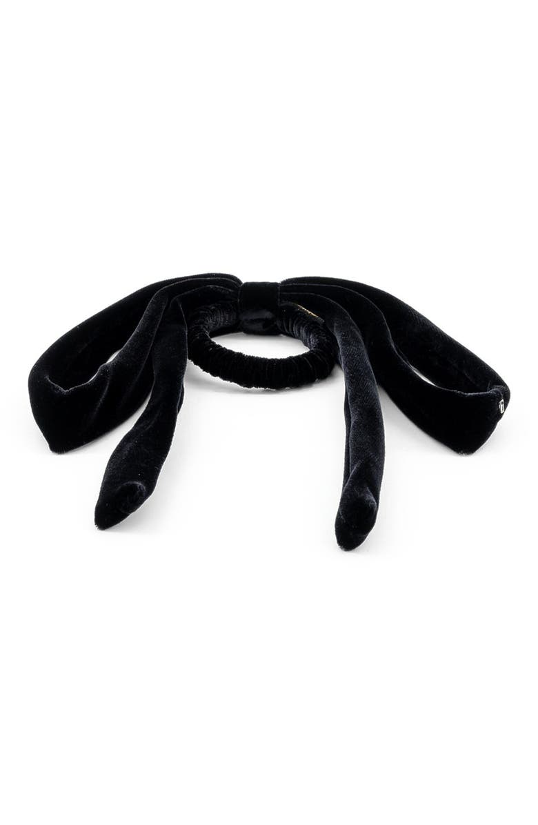 Alexandre de Paris Isild Velvet Ribbon Hair Tie, Alternate, color, Black