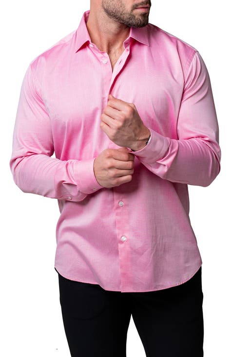 Classic Fit Shiny Finish Button-Up Shirt