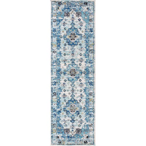 Jonathan Y Modern Persian Boho Vintage Medallion Area Rug In Cream/blue
