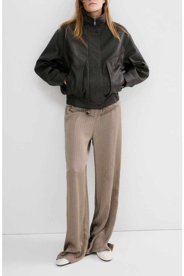 Stripe Satin Pants, Alternate, color, MEDIUM BROWN