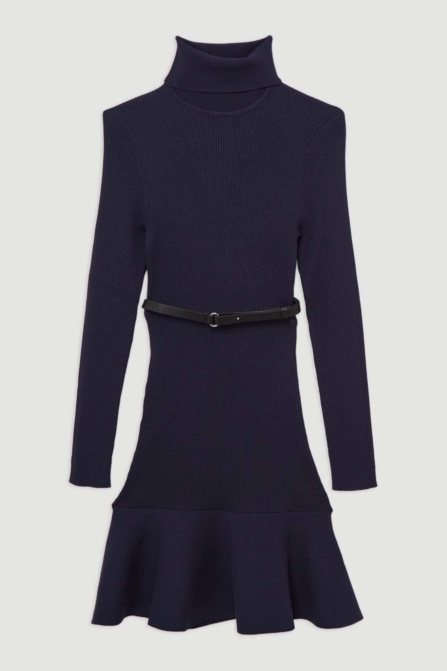 Roll Neck Belted Flippy Hem Mini Dress (Women) | Nordstrom